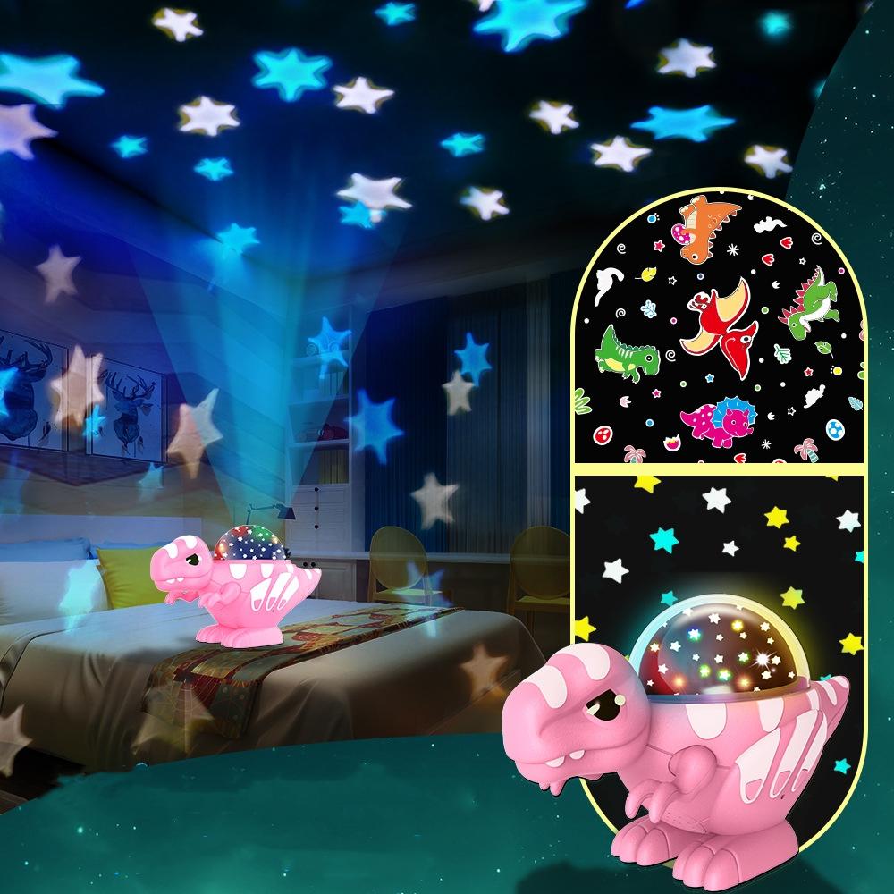 

Проектор ночного света «Динозавр и звезды», вращение на 360°, 3 цветовых режима, атмосферный ночник для детей розовый