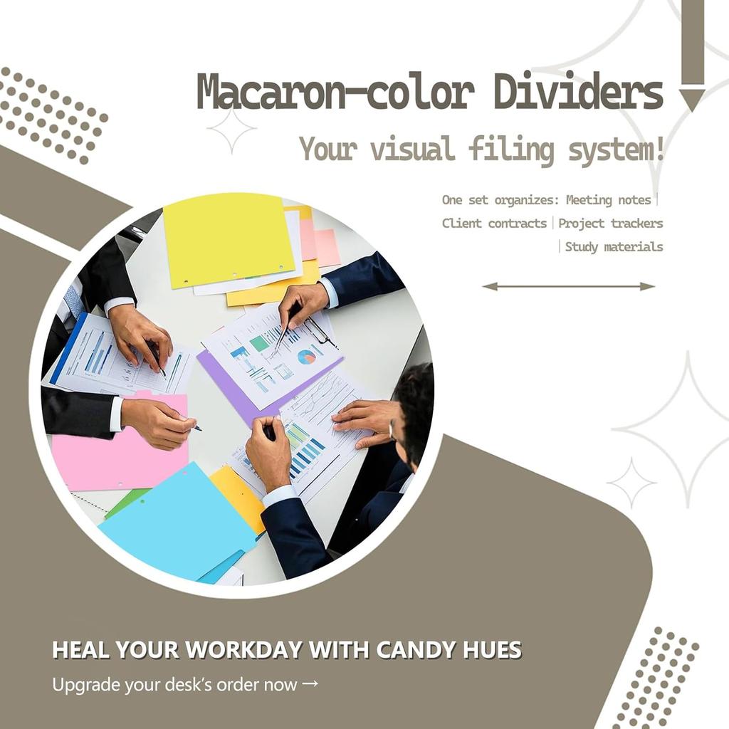 8-tabs 2 Set Binder Dividers with Tabs,Fit 8.5" X 11" Letter Size Plastic Index with Label,Color Dividers for 3 Ring Binder (Total 16 Pcs)