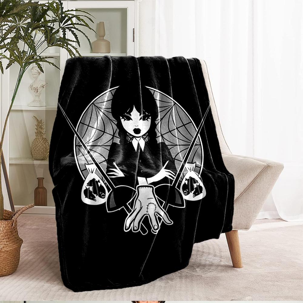 Wednesday Theme Printed Blanket - Perfect for Couch, Bed, Travel & Outdoor Use | Machine Washable, Cozy & Durable.
