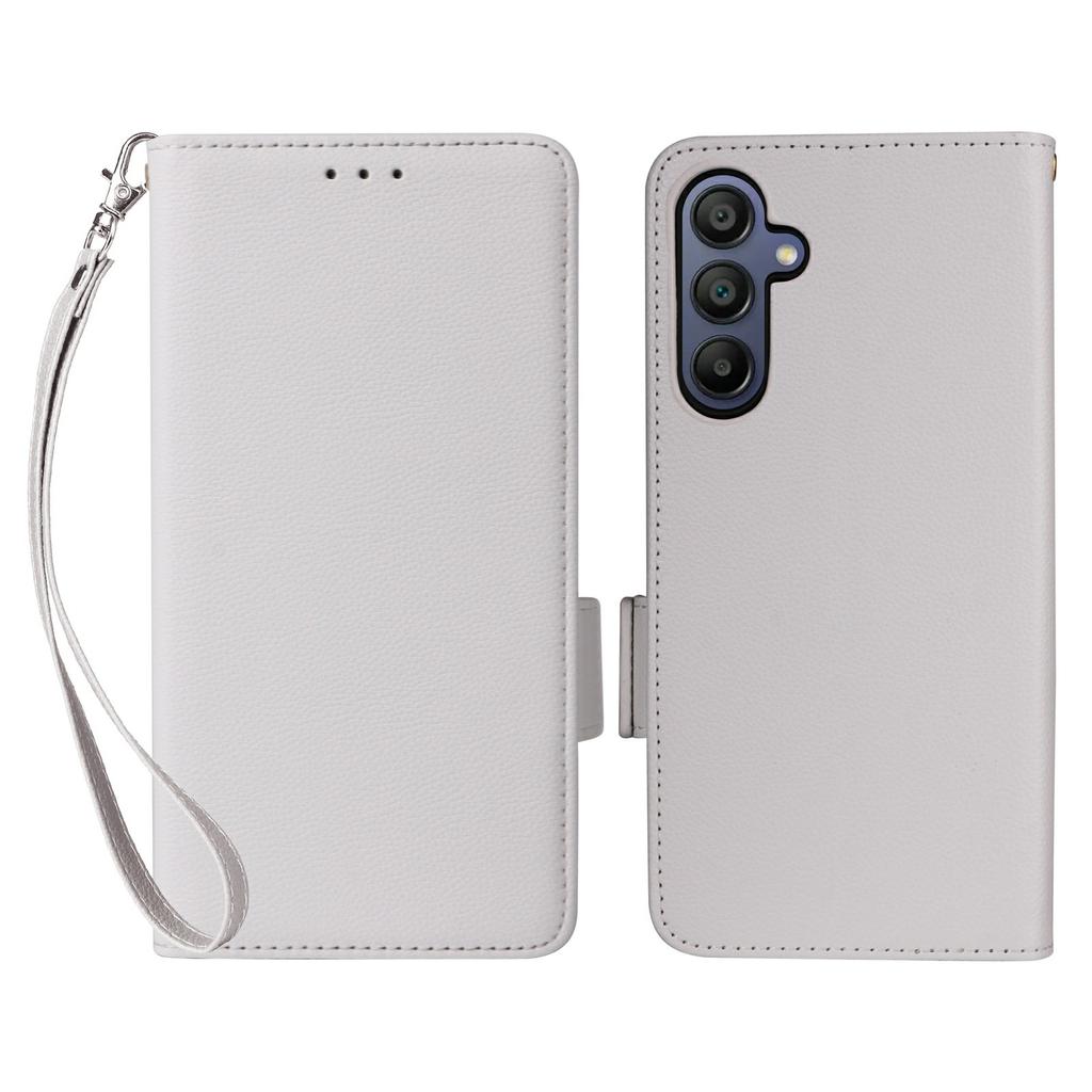 For Samsung Galaxy A17 5G/A17 4G Case with Wrist Strap Litchi Texture PU Leather Wallet Phone Cover