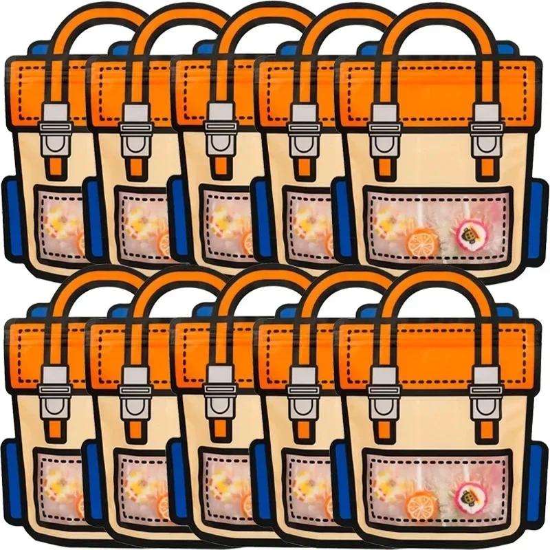 30/2PCS Cartoon Self-Sealing Snack Bags Schoolbag Shape Biscuit Candy Handbags Children's Day Kids Birthday Gift Packaging Bag