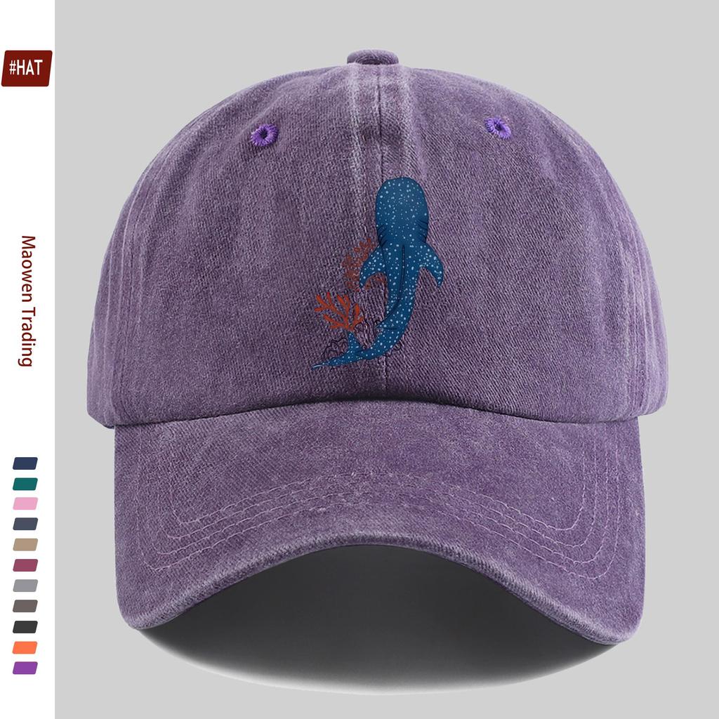 pc Cartoon Whale Shark Minimalist Print Baseball Cap Ocean Animal Print Sun Hat Comfortable And Lightweight Trucker Decorative