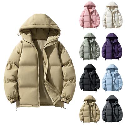 Men's -Lined Down Cotton Jacket - Loose Hooded With Zip Pockets, Warm, Casual & Versatile