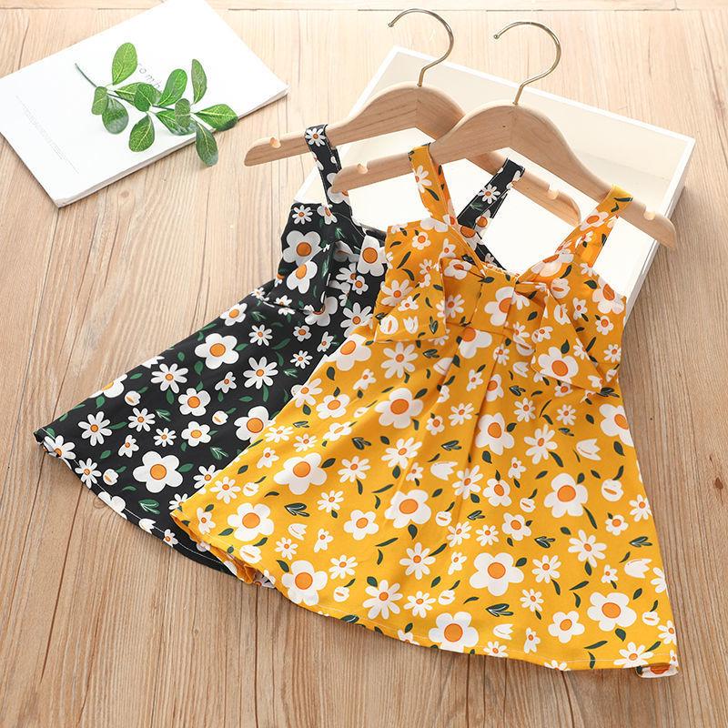 Süßes Neckholder-Kleid für Mädchen Sommer Kinder Ärmellos Gepunktet Floral Prinzessinnenkleid