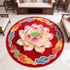 Lotus-shaped living room kneeling mat, round floor mat, 3D visual crystal velvet meditation mat, Zen Buddhist prayer mat