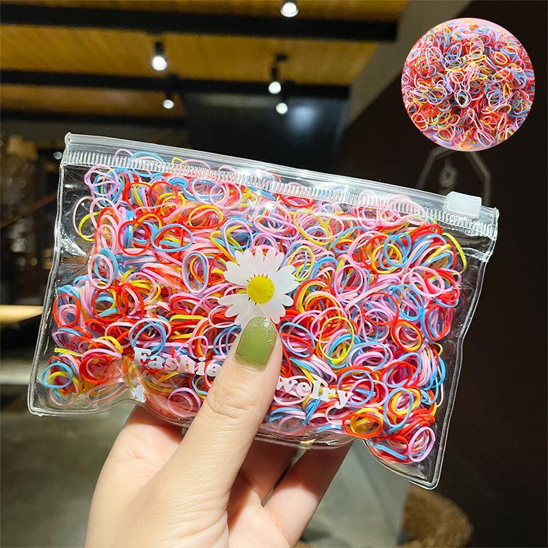 1000 pçs faixa de borracha descartável hairband para crianças rabo de cavalo laços de cabelo elástico colorido faixas de cabelo acessórios de cabelo do bebê