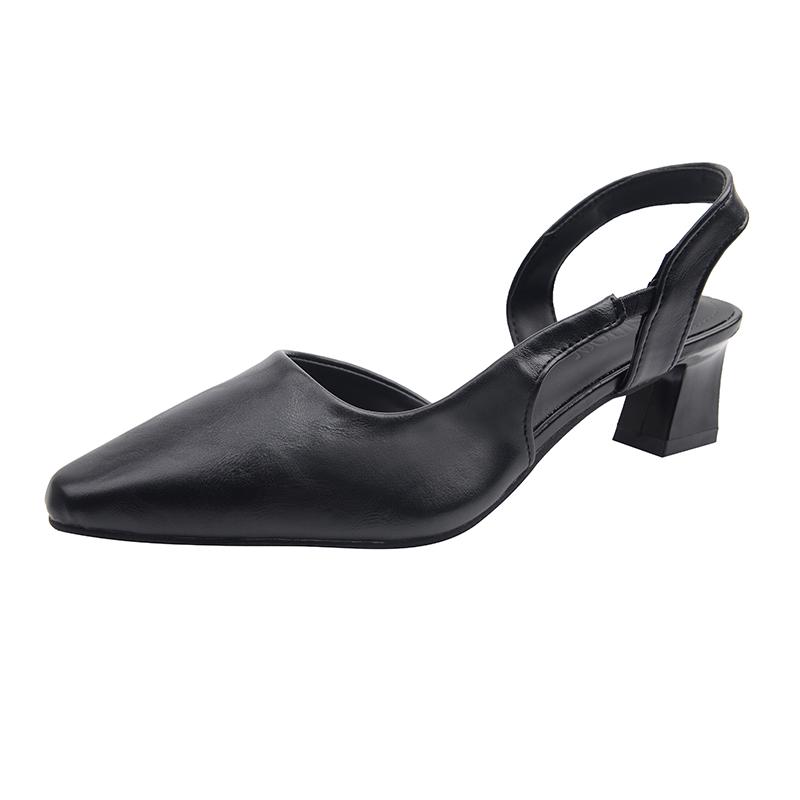 

Fashion Women s Sandals Sexy Pointed Toe Mid-heel Sandals 2025 New Fashion Women s Shoes Trend Dress Leather High Heels Elegant Party 35 чёрный