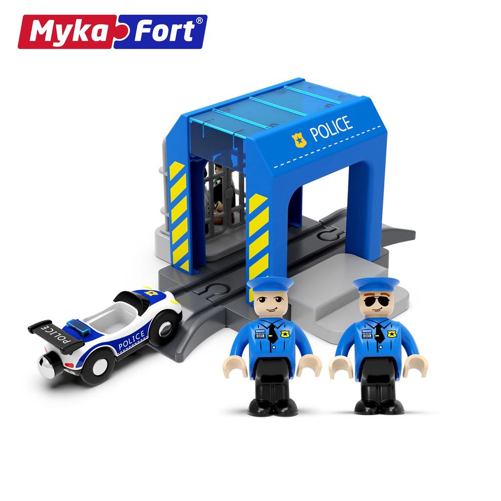 Magnetic Police Car Series Expansion Accessories Include Police Figurine Compatible Wooden Track Toy
