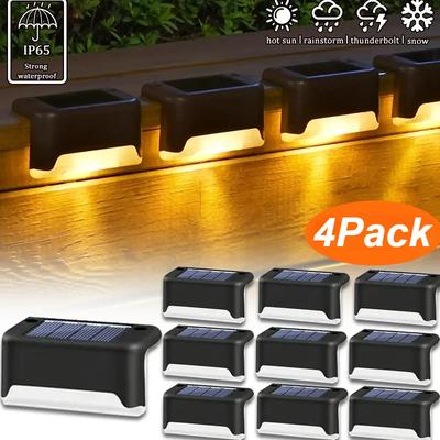 4er-Pack Solar-Terrassenleuchten Außen Wasserdicht LED Zaunleuchten Garten Stufenleuchte für Terrasse Treppe Geländer Gehweg Stufe Solarlampe