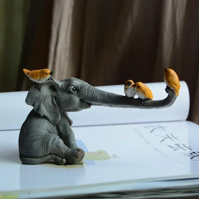 1 Pcs Lucky Elephant Figurines Home Decor Living Room Decoration Souvenir Crafts Accessories Fairy Garden Animal Ornaments