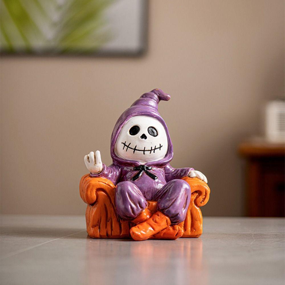Resin Halloween Sofa Ghost Figure Spooky Ghost Statue Ornament Funny Ghost Art Sculpture  Bedroom