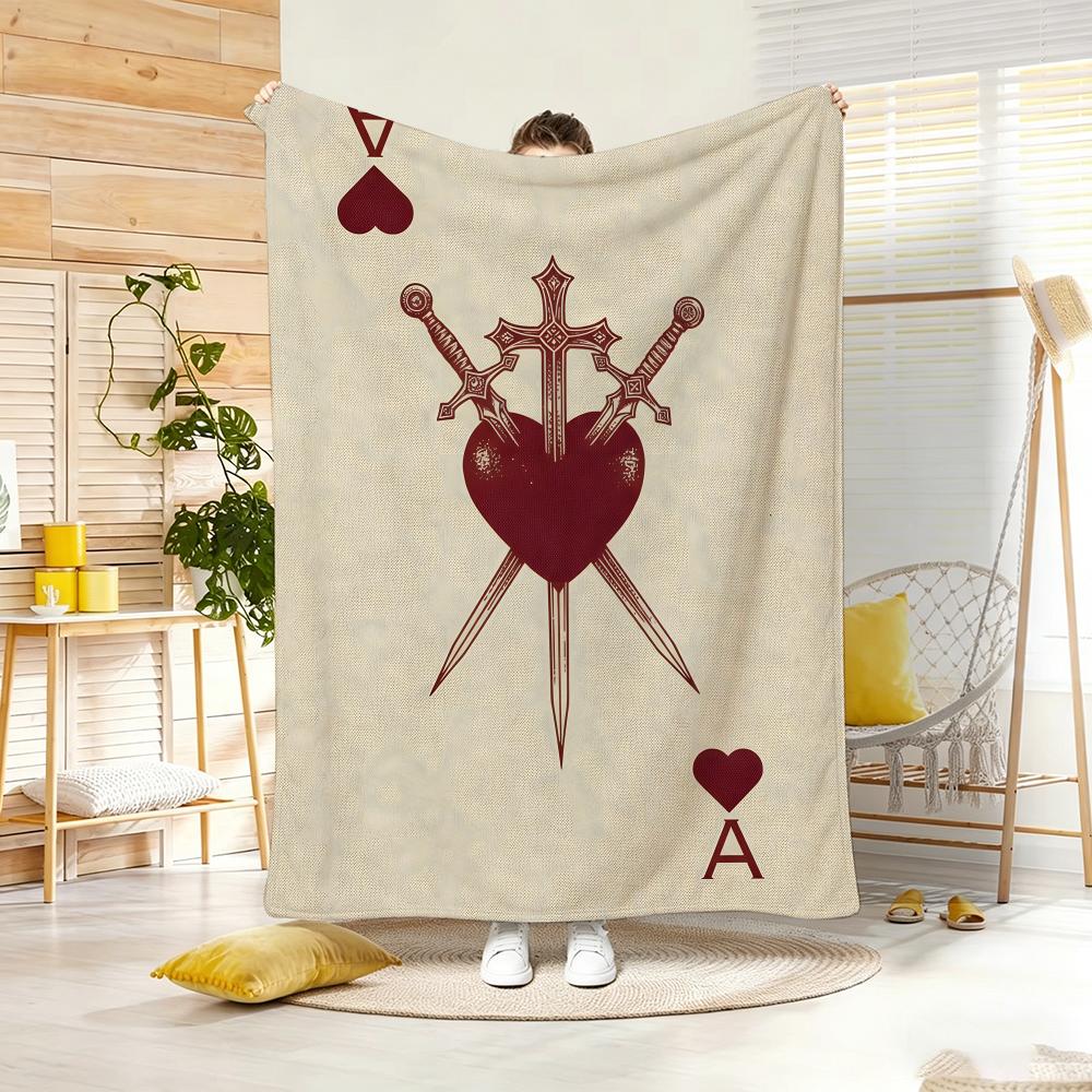 Artwork A-A playing cards Throw Lightweight 240g Flannel Blanket Soft Skin-friendly for Summer Cooling