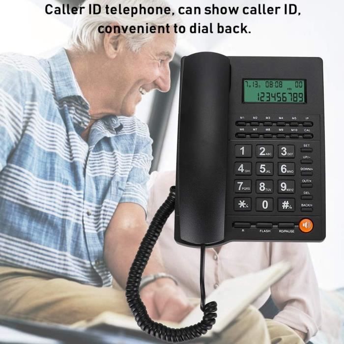 Téléphone Fixe - V BESTLIFE - Identification Appelant - Haut-Parleur - Mains Libres - Noir