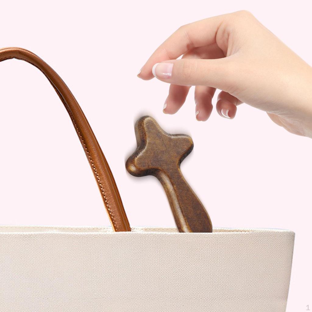 Collectible Wooden Cross Handheld Design Small Religious Item for Living Room Decor