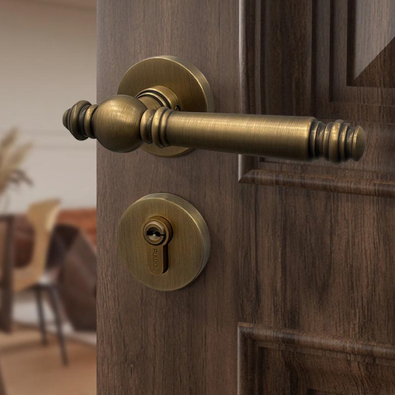 Golden Split Door Brass Lock Indoor Bedroom Nordic Magnetic Quiet Room Home Copper Door Handle Home Decoration Accessories