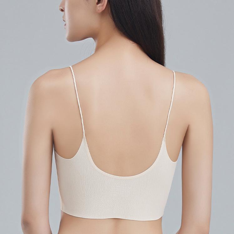 Summer Seamless Bra Women's Thin Underwear Women's Sexy Suspender Beautiful Back Chest Wrapped Fixed Cup Bra