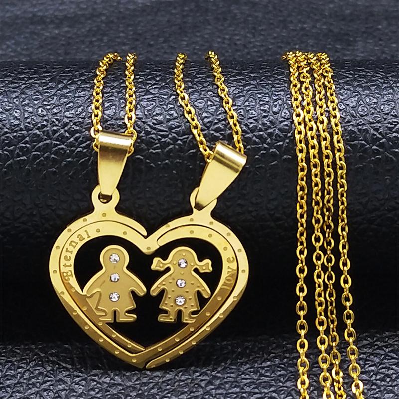 2PCS Yin Yang Tai Chi Gossip Stainless Steel Necklaces Couple Pendants Necklaces Jewelry Bijoux Acier Inoxidable Femme N2052S01