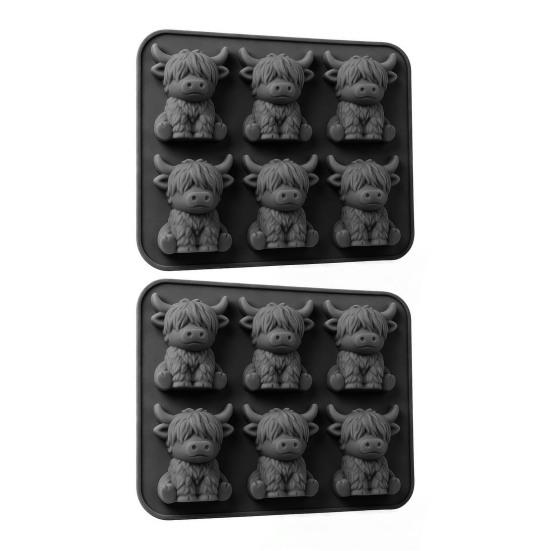 1/2Pcs Ice Cube Mold Mini Highland Cow Food Grade Silicone Reusable Ice Cube Tray Easy To Demold Ice Cube Maker Kitchen Tool