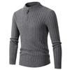 British Style Half Zip Stand Collar Mens Twisted Thick Knit Sweater