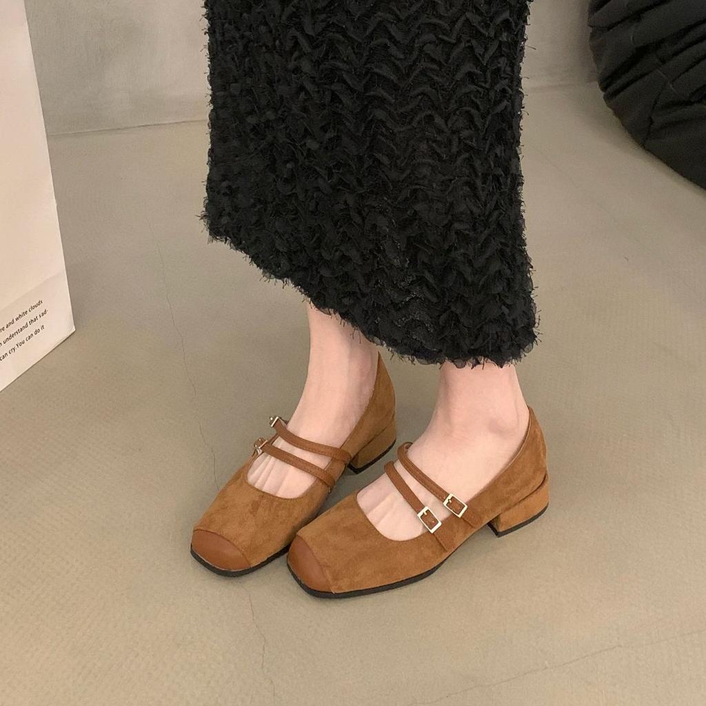 Bailamos New Brand Women Flat Sheos Fashion Shallow Slip On Shoes Square Low Heel Dress Shoes Casual Laofer Mujer
