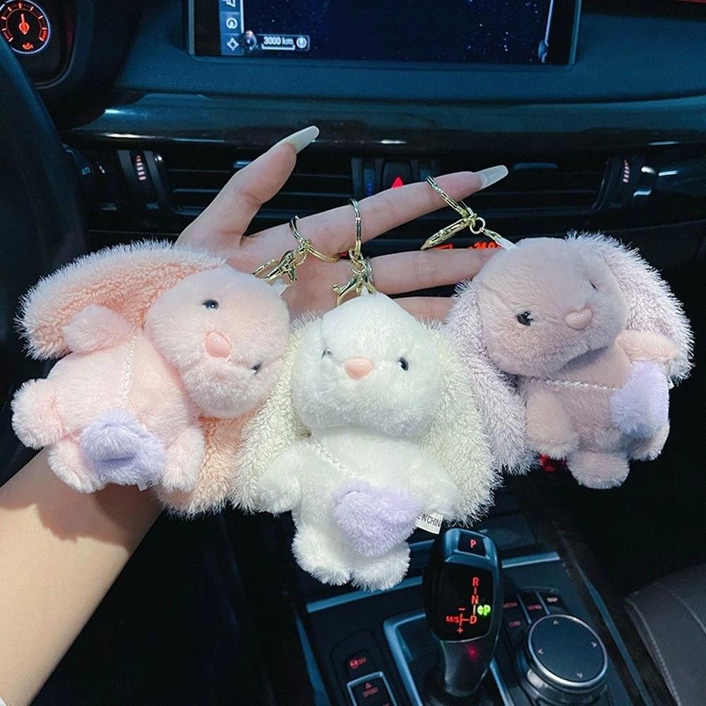 Heart Plush Rabbit Animal Door Key Cartoon Keychains Key Chains Korean Keyrings Bag Pendant