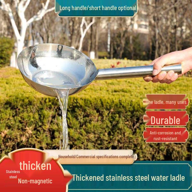 Stainless Steel Water Ladle Set for Cold Noodles & Dishes - Extra Thick Dipper