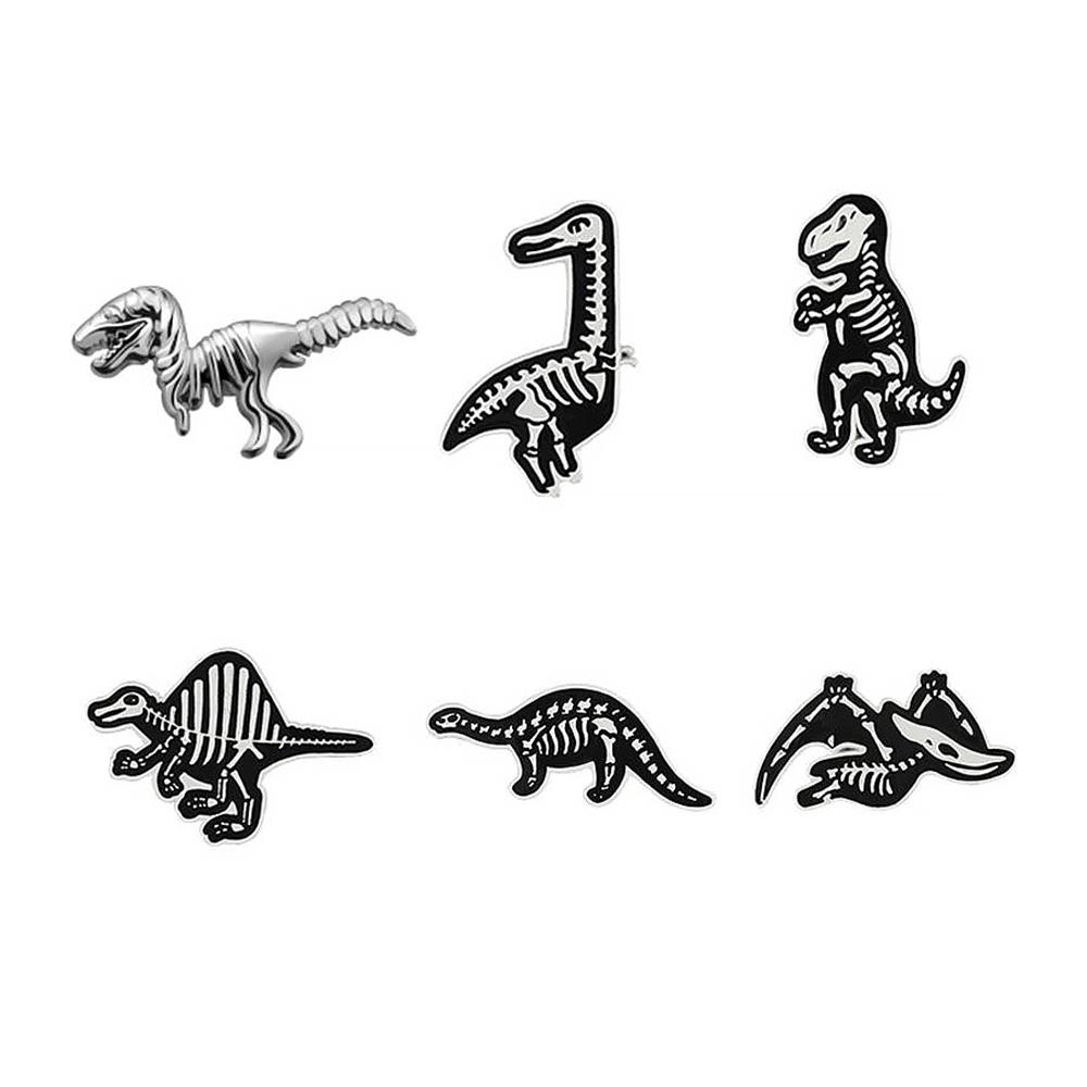 5-7PCS Cartoon Brooch Set Heart Dinosaur Skull Skeleton Potted Cactus Enamel Pins Animal Plant Cup Lapel Badge Jewelry Wholesale