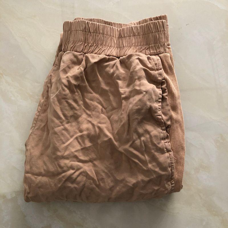 Tencel Casual Pants Spring & Fall New Foreign Trade Women's Clothing Elastic Waistband Lace-up Drawstring Side Tape Knitting Patchwork Pants 27653