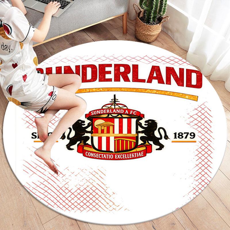 Sunderland Association Football Club Runder Teppich, Teppich für Wohnzimmer Schlafzimmer Sofa Spielzimmer Dekoration, Rutschfeste Fußmatte