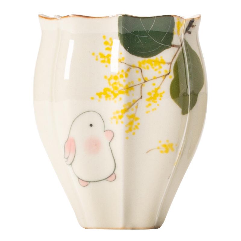 Hand-painted Rabbit Tea Cup Japanese Ceramic Teacups Porcelain Household Chinese Kung Fu Teaware Set Master Mugs Tea Ceremony