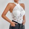 Transparent Lace Camisole Mesh Fishbone Corset Camisole Fashion Neck Halter Crop Tops  Travel