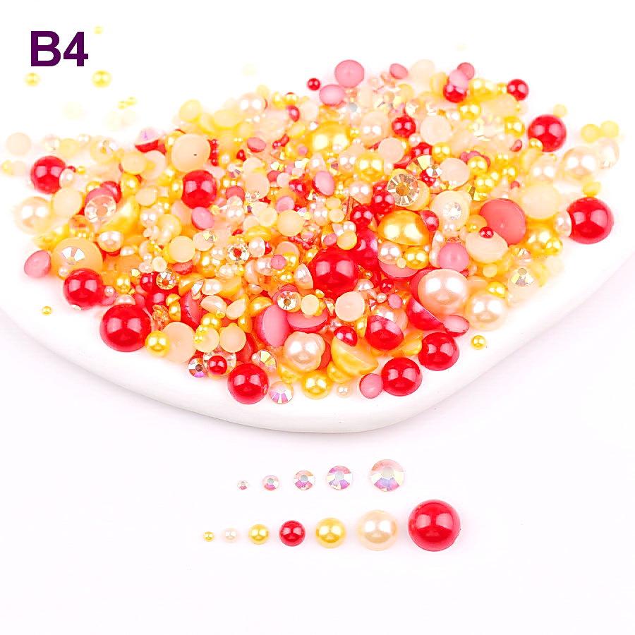 Mixed 2mm-10mm Half-Round AB Plated Resin Pearls - DIY Accessories