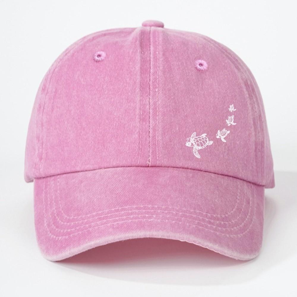 Minimalist Style Turtle Print Baseball Cap Soft Cotton Trucker Hat Washed Baseball Cap  For Adults