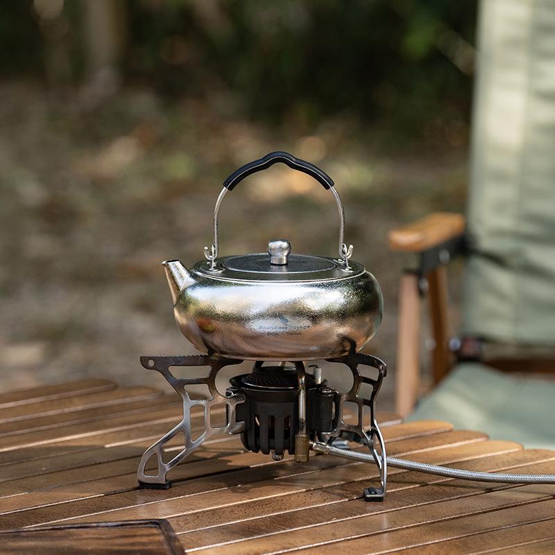 Essential 600ML Pure Titanium Tea Kettle with Anti-Scald Silicone Handle for Outdoor Camping.