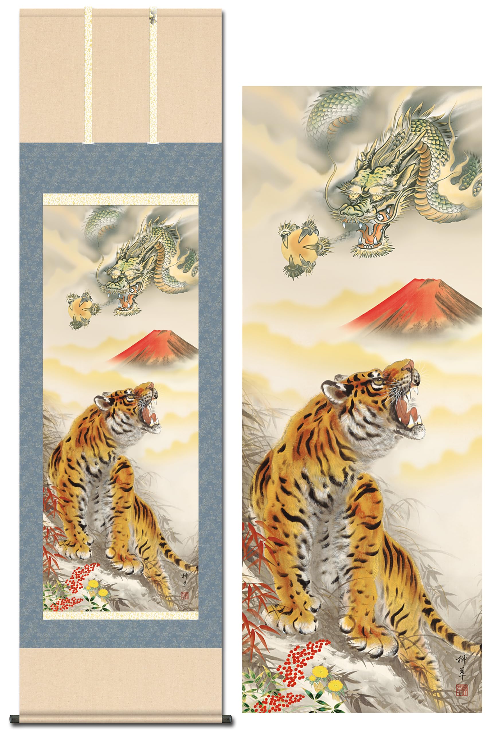 

Hanging good luck zodiac New Red dragon and Ashida hanging 133 scroll, painting, dragon, sign, Year, Mt. Fuji, tiger, Yanagusa, scroll, cm, year-round
