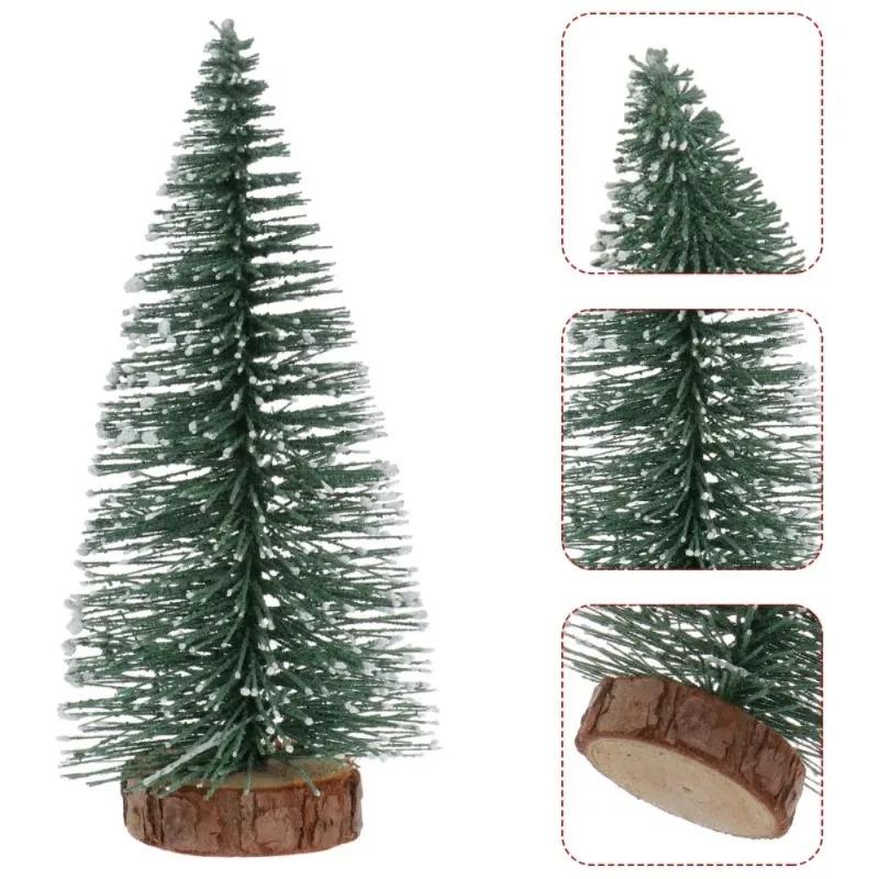 Artificial Mini Wooden Christmas Tree Blue Green White Gold Tower Pine Small Sisal Christmas Tree Tabletop Ornament Decor