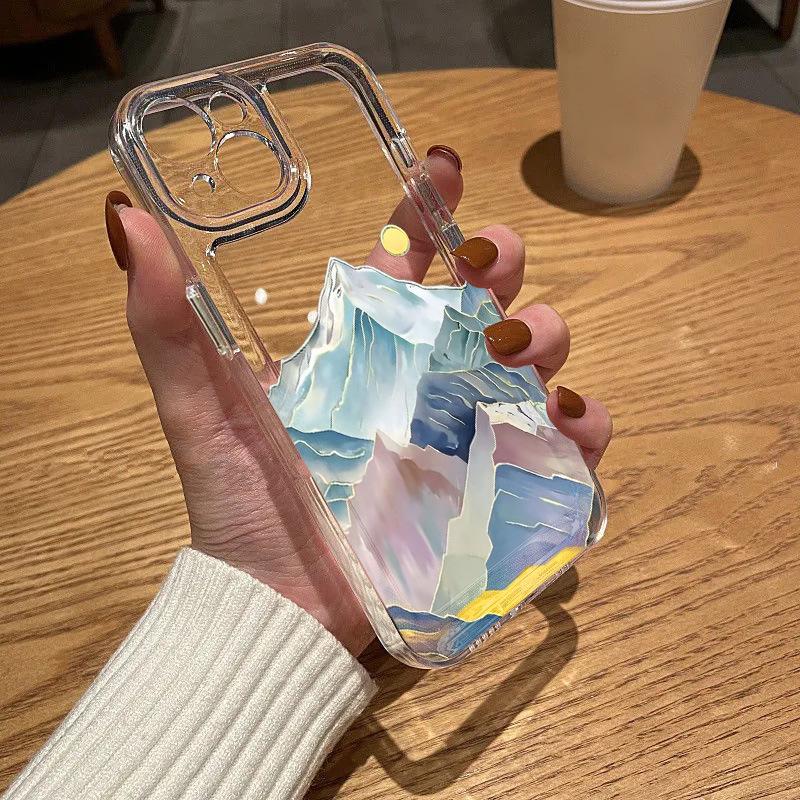 Applicable to iPhone17Pro premium sense color mountain space phone case Apple 16 transparent 15/14 niche X generation
