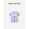 French Arielle De Pinto Girls' T-Shirt Summer Thin Cotton Cartoon Print Half-Sleeved Top for Girls