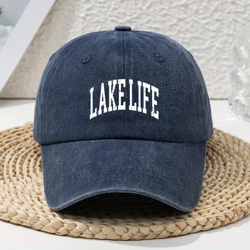 

Lakeside Life Letter Printed Baseball Hat Adjustable Vintage Dad Hat Spring/Summer Outdoor Activities Casual Headwear Adjustable