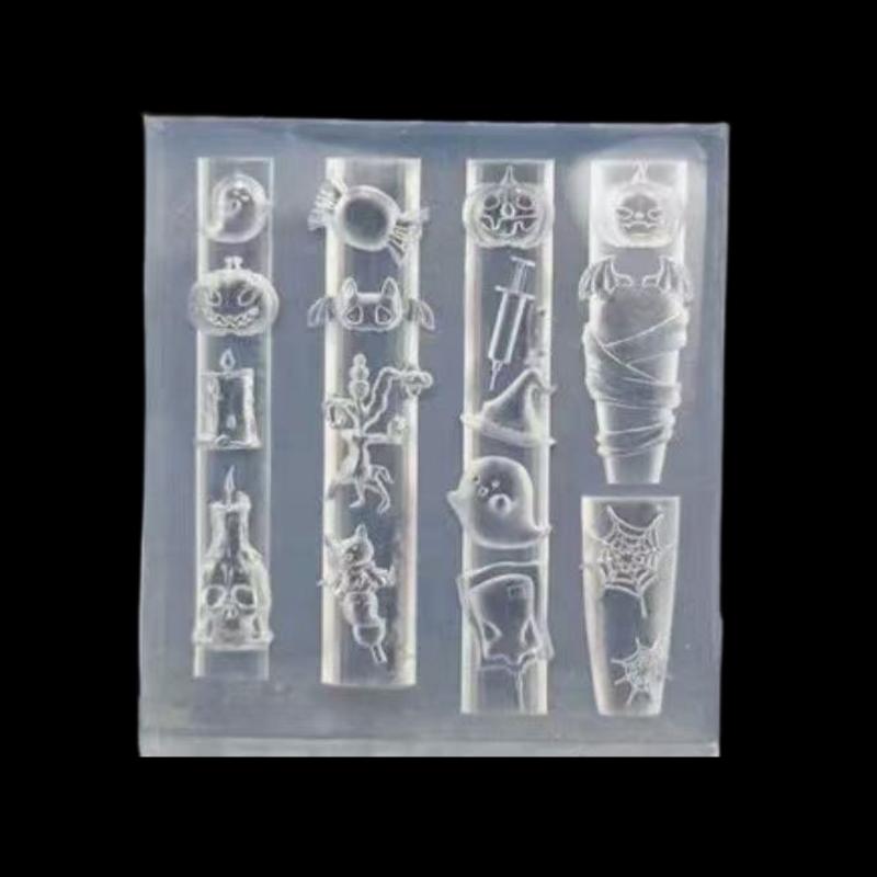 

3D Silicone Nail Mold Halloween Pumpkin Spider Relief Mold Nail Art Decor Transparent Manicure Template