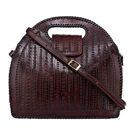 Zygma Leather Handbag for Women - Genuine Handmade Bag, Burgundy
