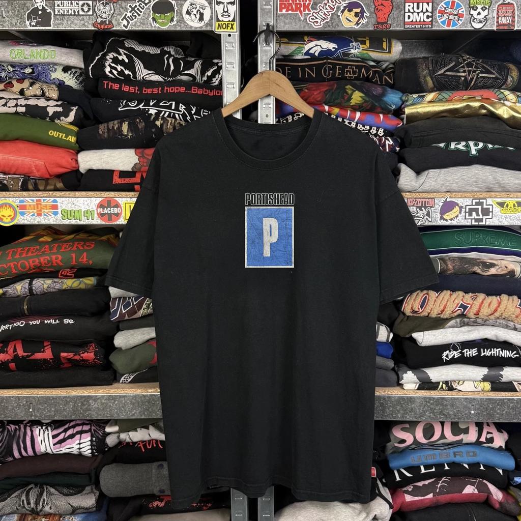 90er Portishead Ausgewaschenes T-Shirt Schwarz L