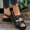2026 Summer New Fashion Thick-soled One-line Buckle Beach Roman Sandals Women's Flat Open-toed Casual Shoes