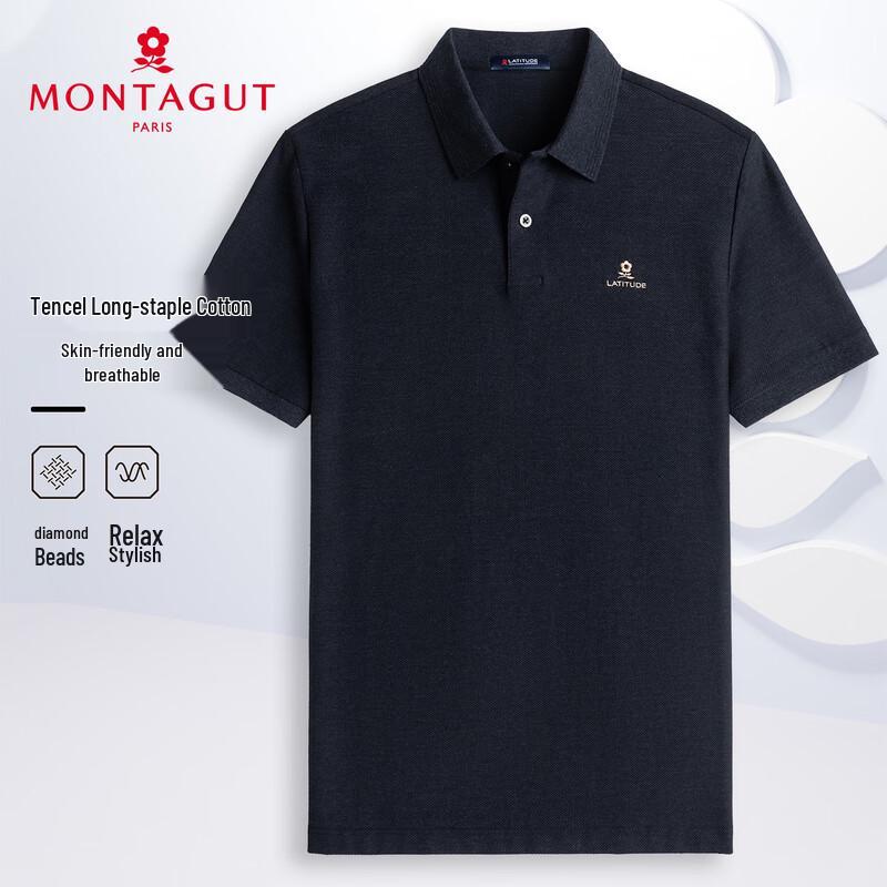 MONTAGUT Men's Tencel Blend Short Sleeve Polo Shirt