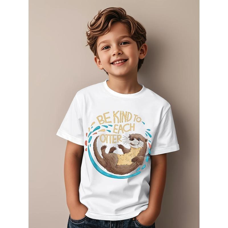 European Sizes Be Kind To Each Otter Funny Pun Graphic T-Shirt for - Cute Otter Design with Heart & Bubble Lettering