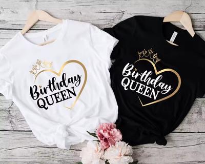 Fashion Women T Shirts Birthday Queen Print Birthday Party Short Sleeve T-shirt Lady Girl Casual Summer Cool Top