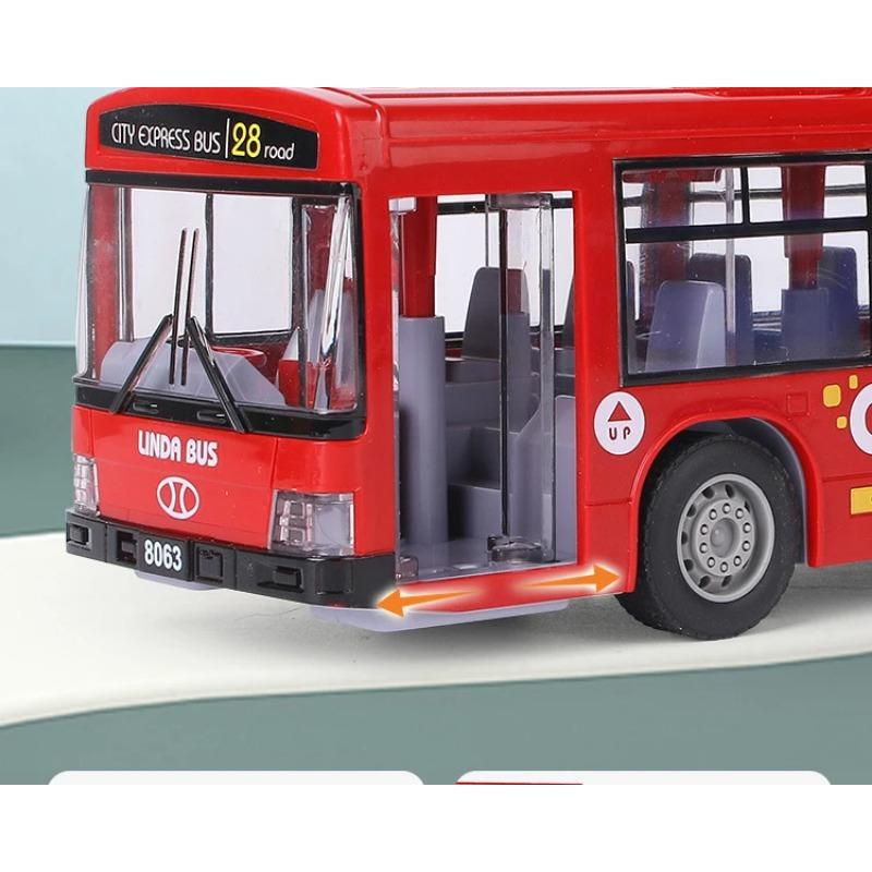 High Quality Simulation Bus Large Size Drop-resistant Light Music Inertia Bus Model Pull Back Car Educational Toys Gifts