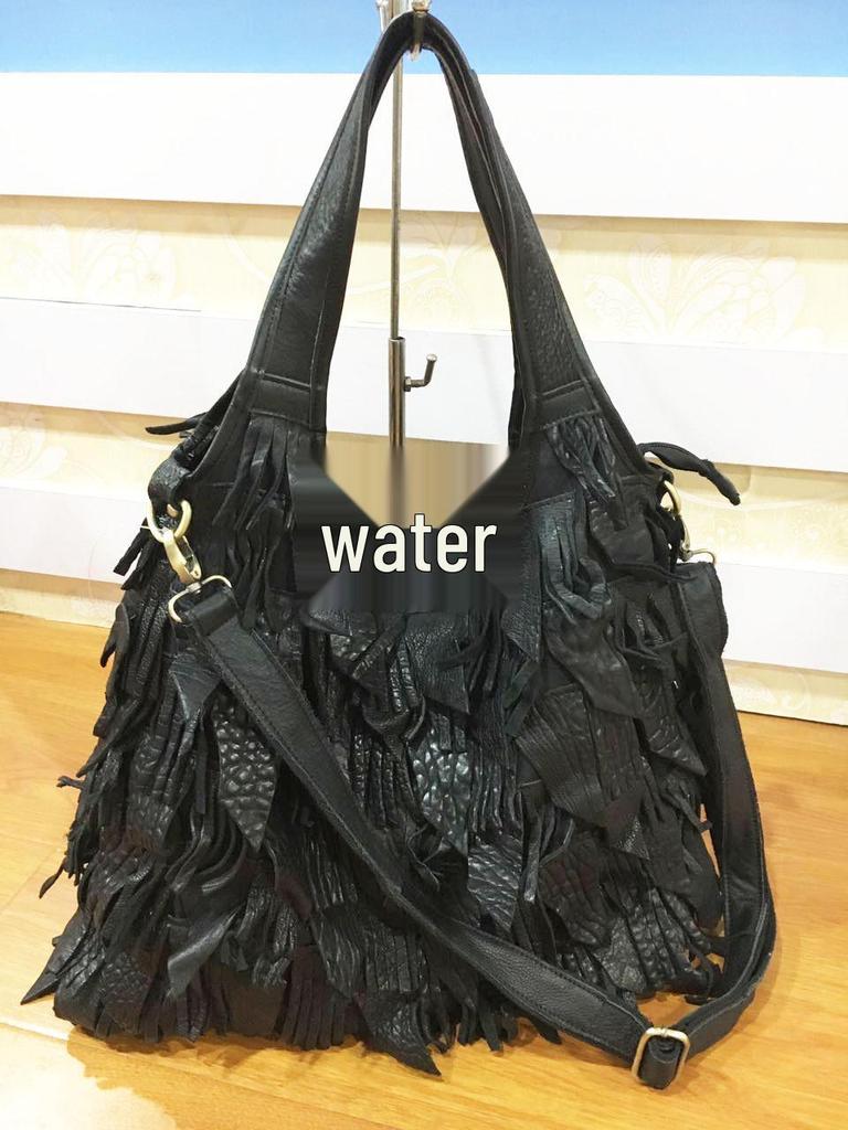 Women's European & American Genuine Leather Tassel Patchwork Tote Crossbody Bag - Colorful, Fashionable & Versatile