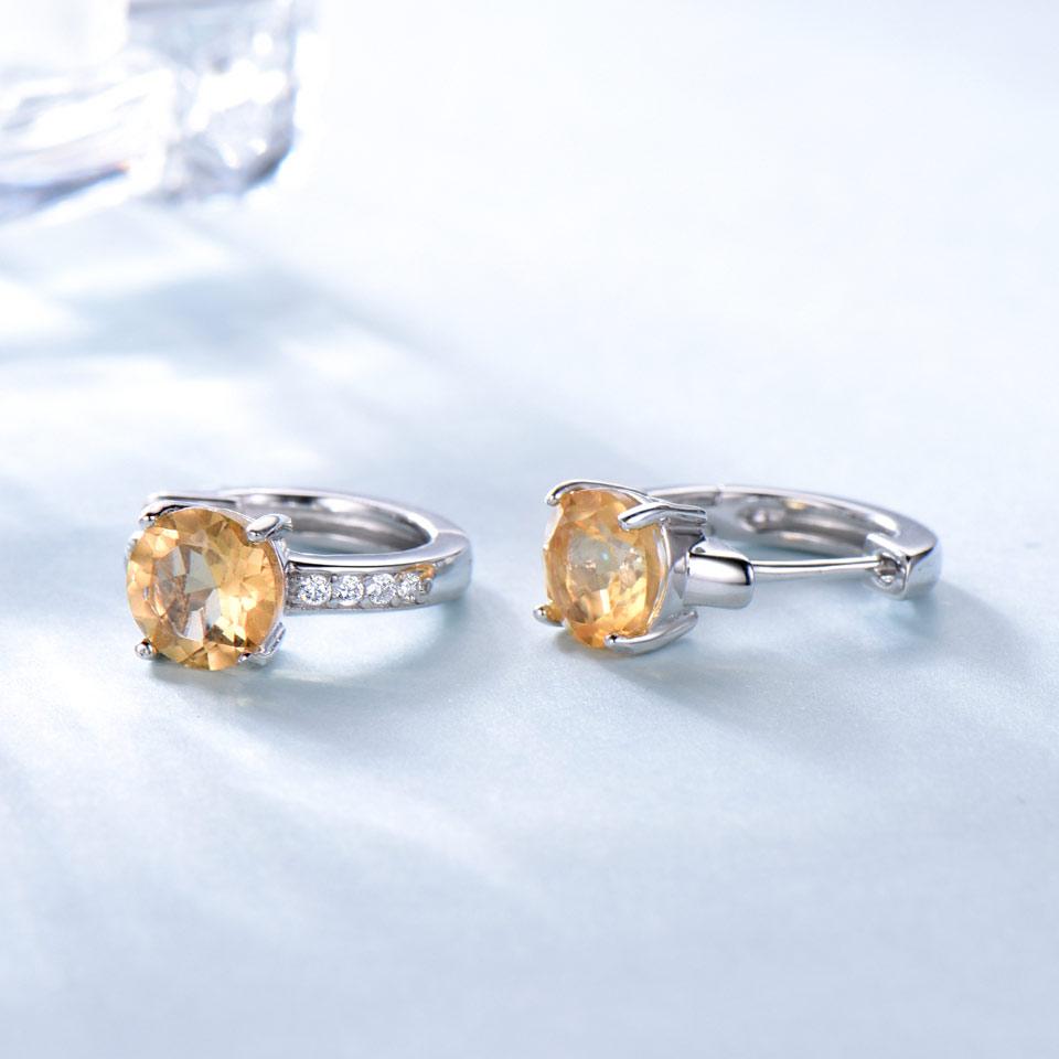 2024 Luxury Earrings High Quality 925 Sliver Women Earring Citrine Round Zirconia Custom Hoop Earrings Fashion Jewelry
