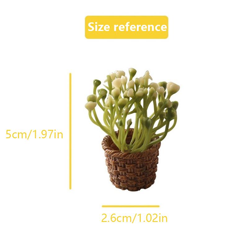 1:12 Dollhouse Mini Orange Tree Snow Conifers Moonflower Leafy Plant Potted Green Potted Plants Bucket Flower Home Garden Decor